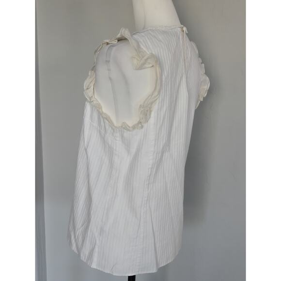 Coach 1941 Studded Cottagecore Boho White Sleeveless Ruffled Arm Blouse Sz 8 - Picture 4 of 8